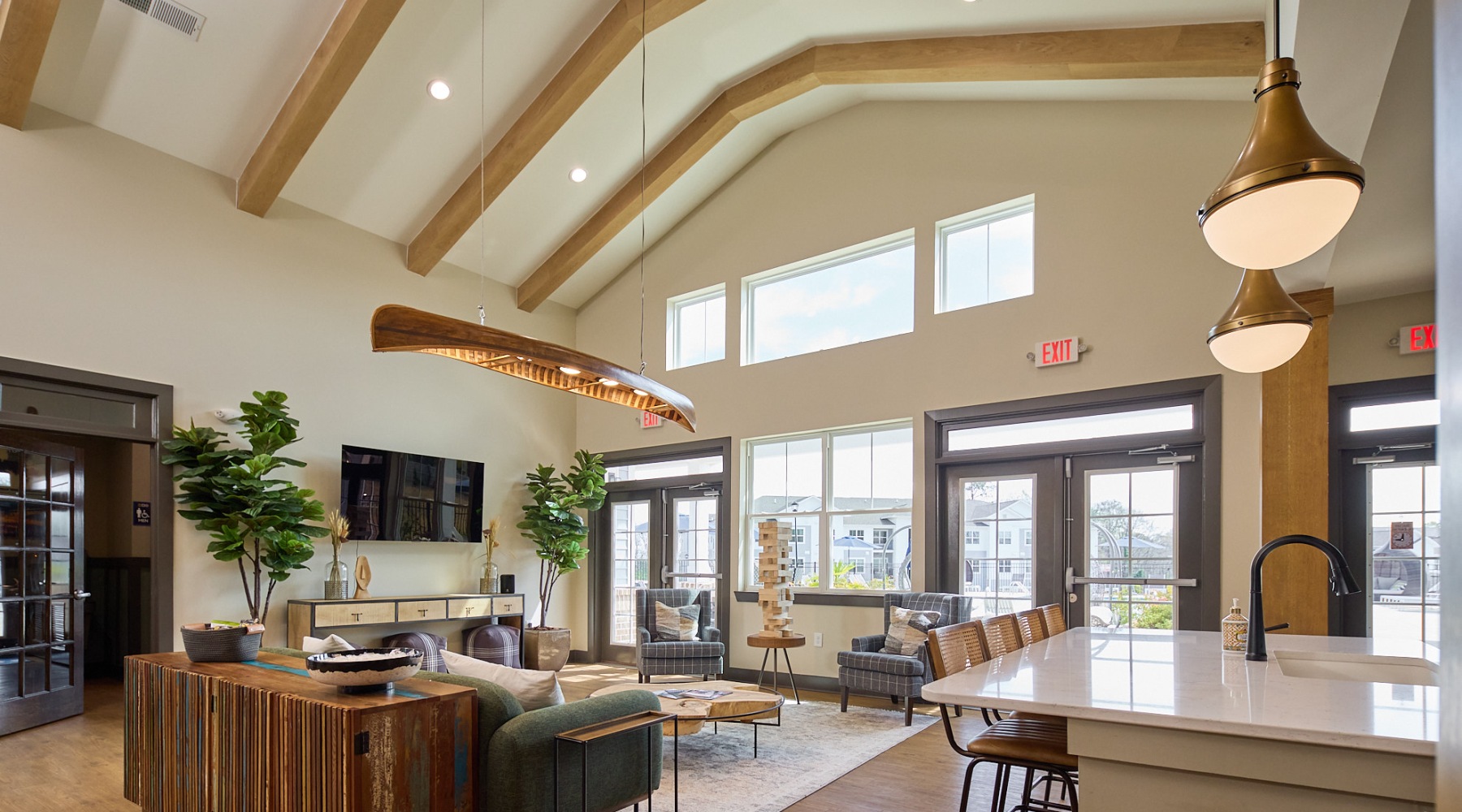 room with living room and windows